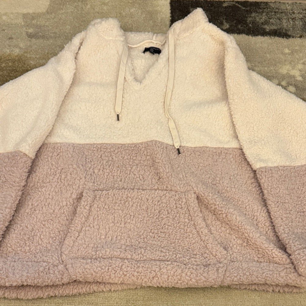 Super Soft Cream and Pink V-Neck Sweater